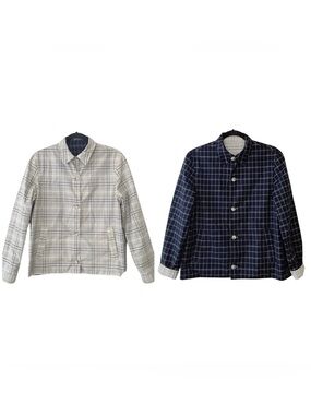 Talora Reversible TanBlue Check Plaid Check Jacket